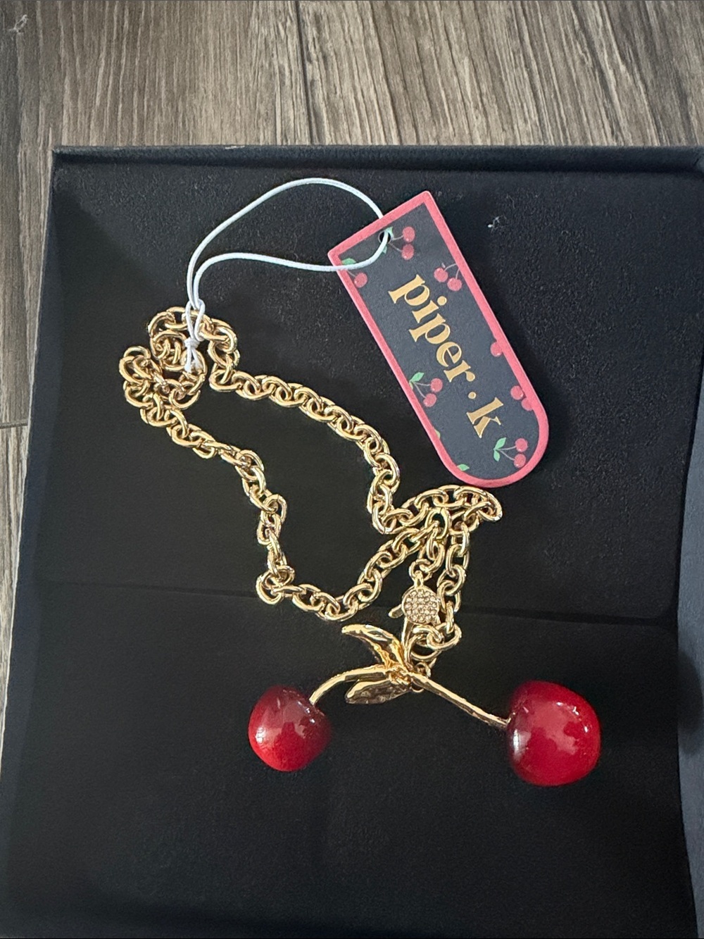 Piper•K Gold Cherry Pendant Necklace - Red